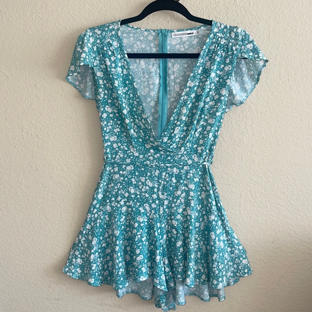 Hello Molly deep V neck floral romper